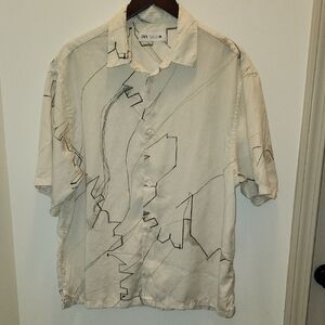 Zara Mens Abstract Print Button Down Size Large